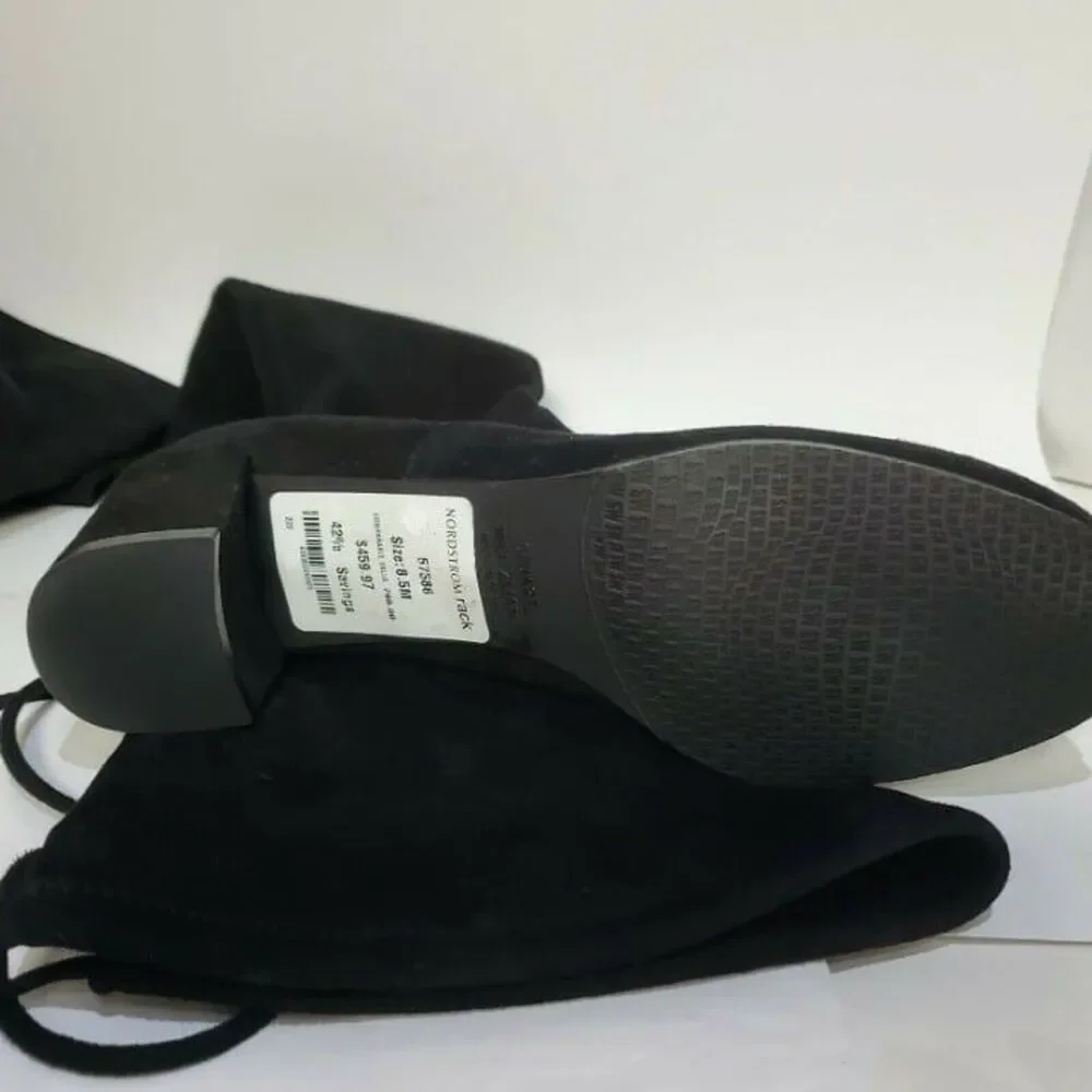 Stuart Weitzman women OTK boots Hinterland black suede heel sz 8.5 new
